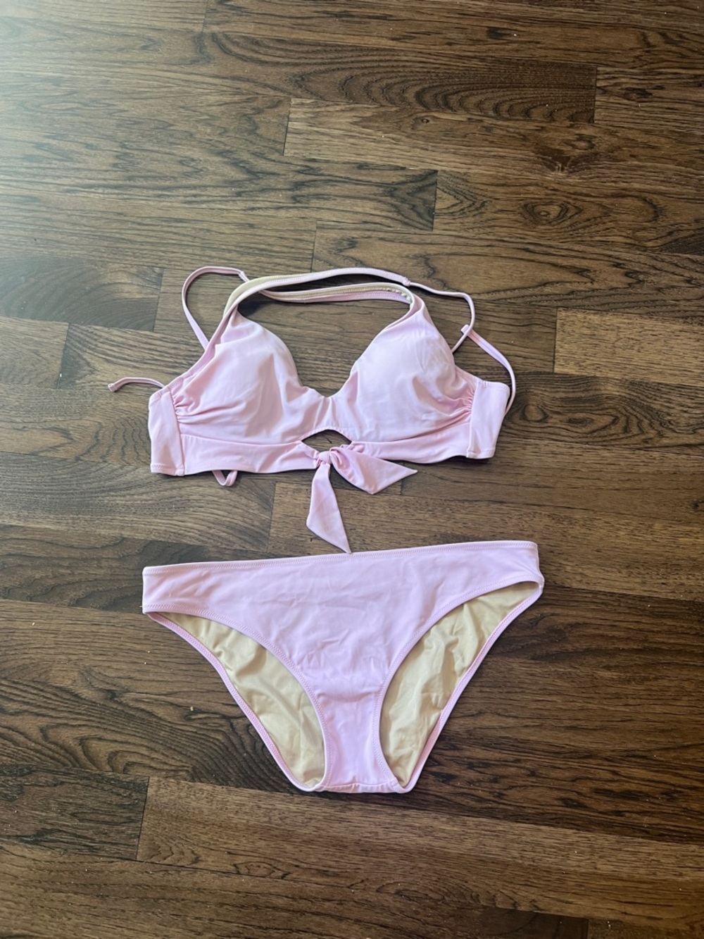 Shade & Shore Pastel Pink Tie-Front Bikini Set